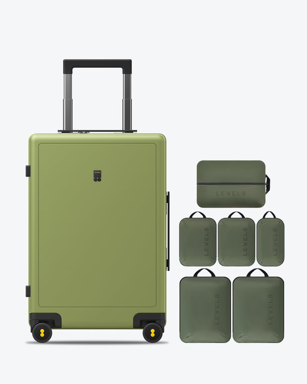 6 Packing Cubes and Textured Luggage Combo